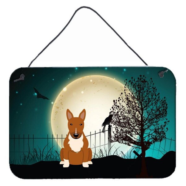 Carolines Treasures Halloween Scary Bull Terrier Red Wall or Door Hanging Prints - BB2324DS812