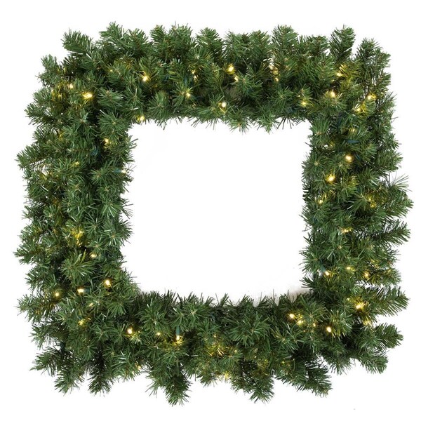 Vickerman Grand Teton Square Dura-Lit Wreath with Clear Lights, 30 in. - G126031