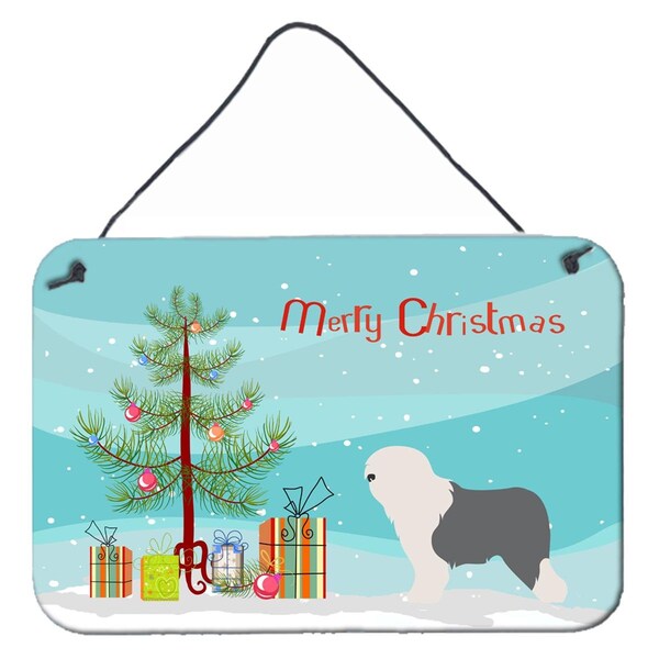 Carolines Treasures Old English Sheepdog Bobtail Christmas Wall or Door Hanging Prints - BB8456DS812
