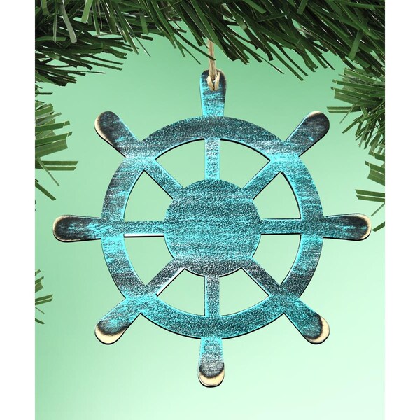 Designocracy Captains Wheel Wooden Ornament - 99536O