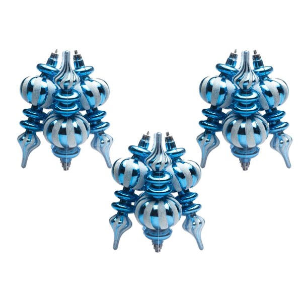 Queens Of Christmas Finial Ornament Set Aqua & White, 12PK - ORN-FIN-12PK-AQWH