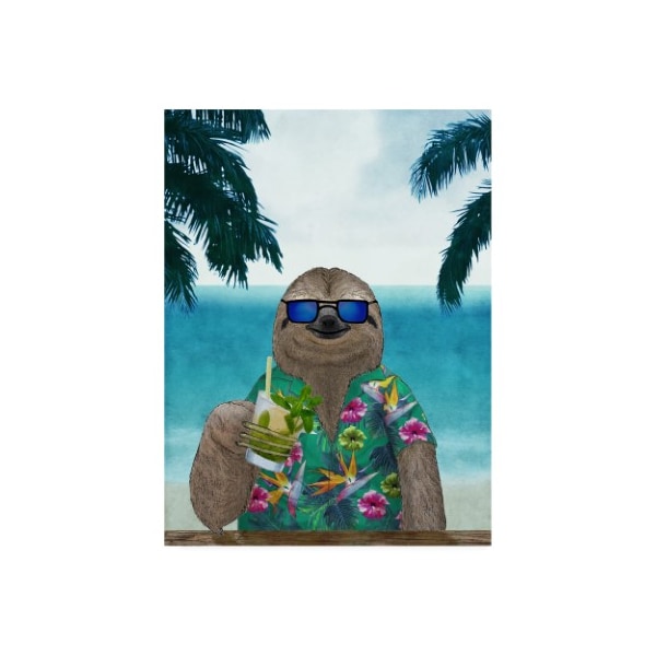 Trademark Fine Art Barruf 'Sloth on Summer Holidays' Canvas Art, 35x47 - IC00322-C3547GG