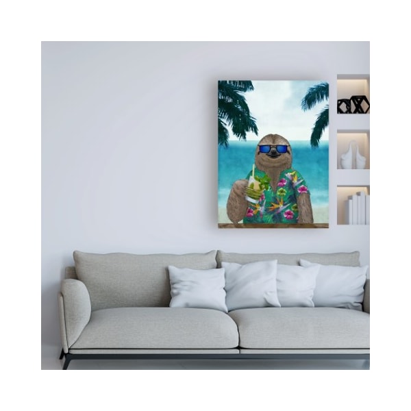 Trademark Fine Art Barruf 'Sloth on Summer Holidays' Canvas Art, 35x47 - IC00322-C3547GG