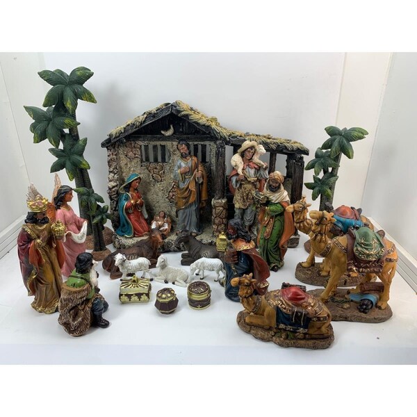 Queens Of Christmas Nativity Set, Black - 24 Piece - QC-NAT-12-DLX-BK