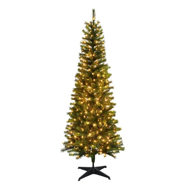 Holiday Bright Lights Celebrations 7 ft. Pencil LED 250 ct Highland Green Spruce Christmas Tree - T2SF70P04A