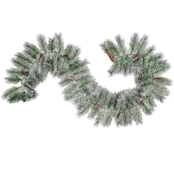 Adlmired By Nature Admired by Nature GXW5946-SNOW 9 ft. Christmas Natural Pine Cone with Frosted Snow Garland 85 Tips - GXW5946-SNOW
