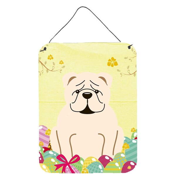 Carolines Treasures Easter Eggs English Bulldog White Wall or Door Hanging Prints - BB6123DS1216