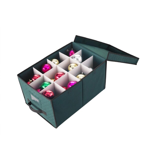 Elf Stor 1047 Green Christmas Ornament Storage Chest Holds 24 Balls with 4 in. Dividers - 83-DT5044