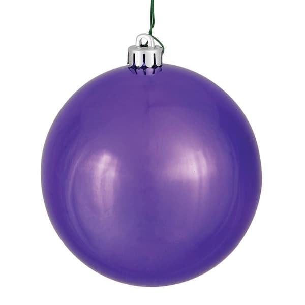 Vickerman 6 in. Plum Shiny UV Drilled Christmas Ornament Ball, 4PK - N591526DSV