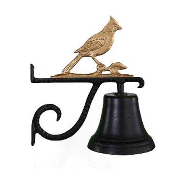 Swivel Cast Bell With Gold Bronze Cardinal Ornament - SW742003