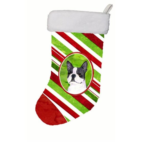 Carolines Treasures Carolines Treasures SS4585-CS 11 W x 8 H in. Boston Terrier Winter Snowflakes Christmas Stocking - SS4585-CS