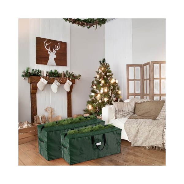 Hastings Home Hastings Home Set of 2 Christmas Tree Storage Bag for 7.5-feet Artificial Trees/Decorations (Green) - 851947CGG