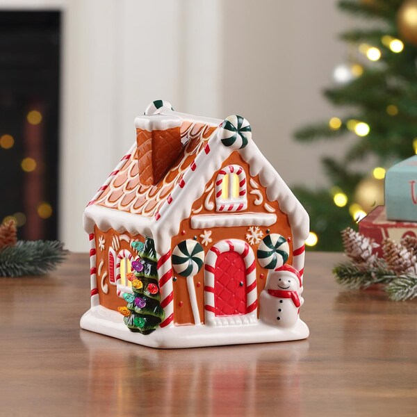 Mr. Christmas Mr. Christmas LED Brown Ceramic Gingerbread House Christmas Village 7 in. - 10903AC