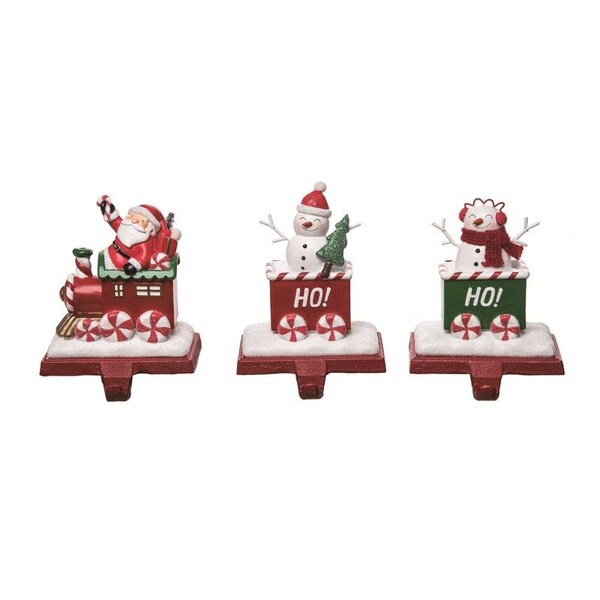 Transpac Transpac Multicolored Snowman & Santa Stocking Holder 5 in. - TC00685