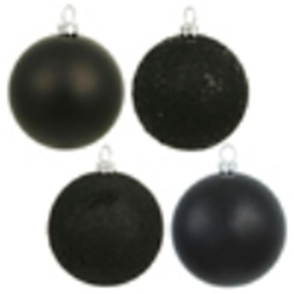 Vickerman Black Glitter Drilled Ball Ornament - 2.75 in., 12PK - N590717DG