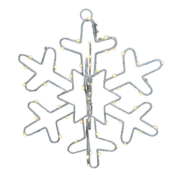 Goldengifts 12 in. Clear & Warm White Snowflake Hanging Decor - GO2739943