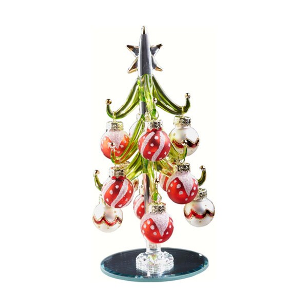Ls Arts 6 in. Green Tree with Red Ornament Balls - XM-518