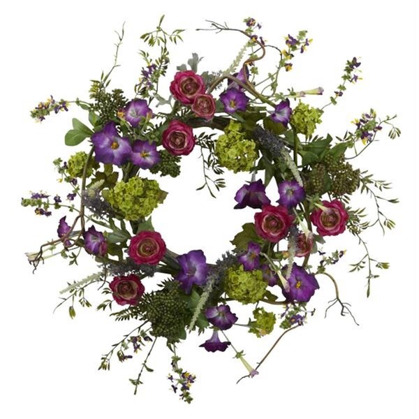 Nearly Natural 20 and rdquo; Veranda Garden Wreath - 4934