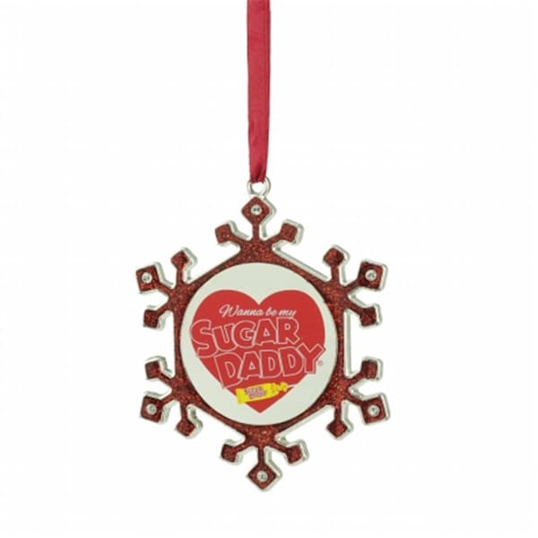 Northlight Seasonal Silver Plated Snowflake Sugar Daddy Candy Logo Christmas Ornament with European Crystals - 31740022