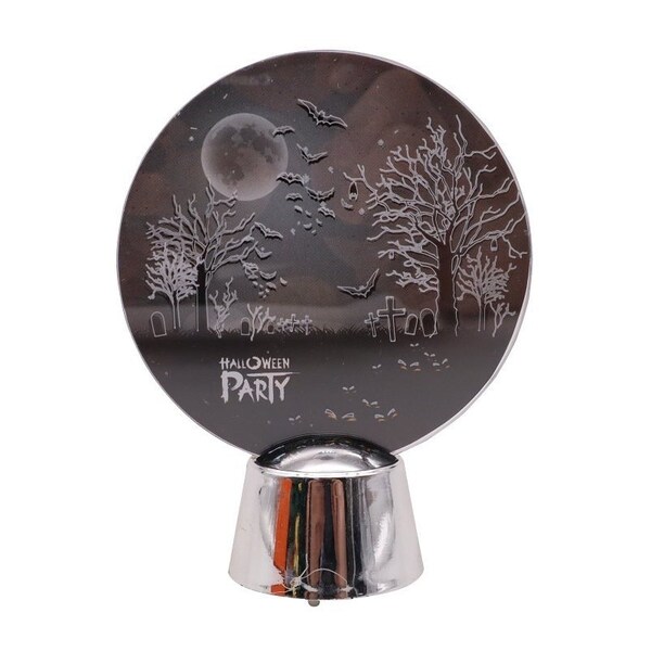 Santas Forest LED Luminous Acrylic Plate, 5-1/2 in H, Plastic, Black/Orange, Internal Light, Indoor, Outdoor - 99933