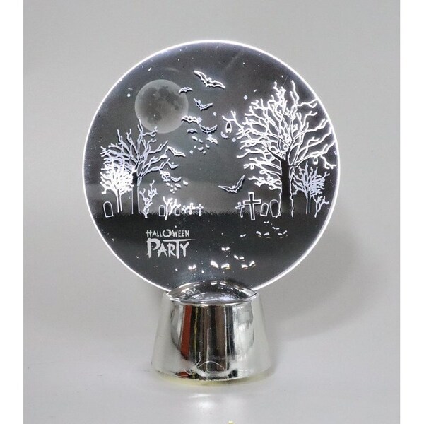 Santas Forest LED Luminous Acrylic Plate, 5-1/2 in H, Plastic, Black/Orange, Internal Light, Indoor, Outdoor - 99933