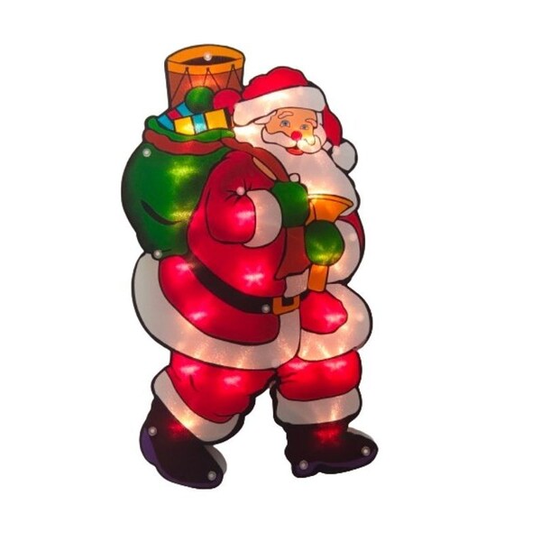 Santas Forest Santa, 10 in W, Plastic, Colorful, Mini Bulb, Internal Light - 60973