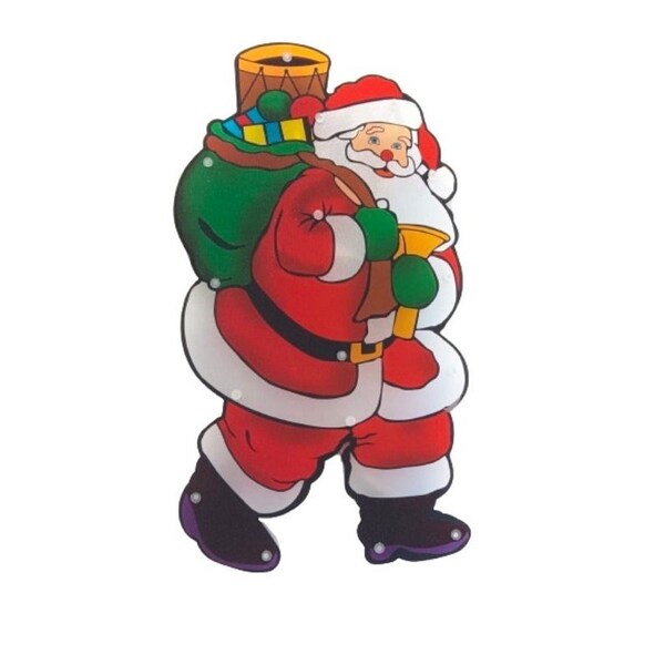 Santas Forest Santa, 10 in W, Plastic, Colorful, Mini Bulb, Internal Light - 60973