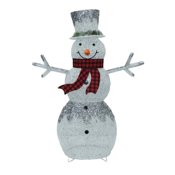 Santas Forest Pre-Lit Glitter Frosted Snowman, White, LED, Internal Light - 56920