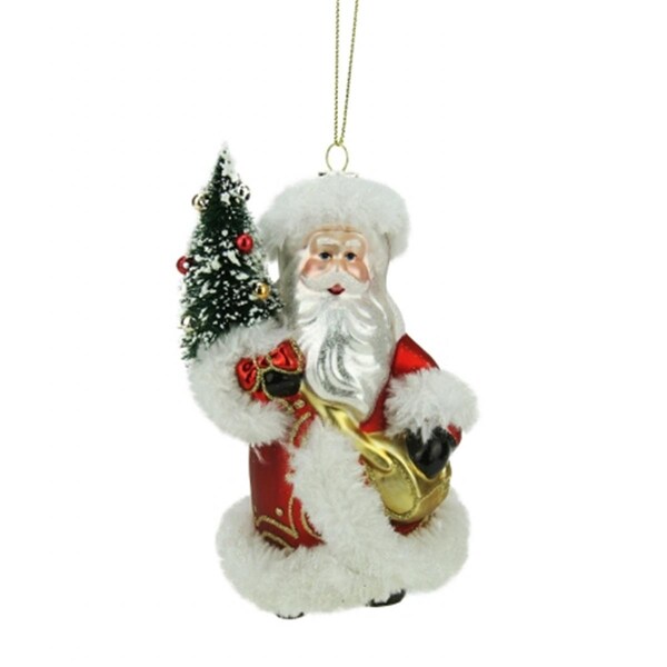 Northlight Seasonal Old World Santa with christmas Tree Decorative Glass Ornament - 31751796