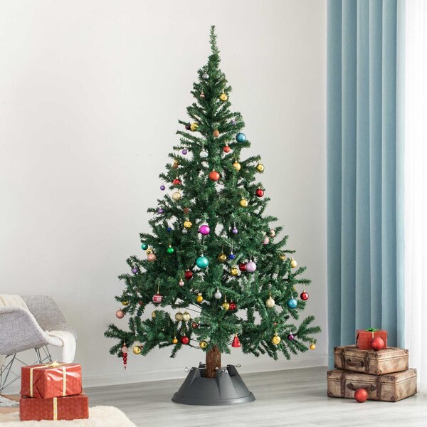 Gardenised Plastic Christmas Tree Stand With Screw Fastener, Grey - QI004154.GY