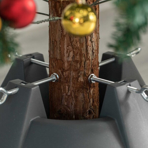 Gardenised Plastic Christmas Tree Stand With Screw Fastener, Grey - QI004154.GY