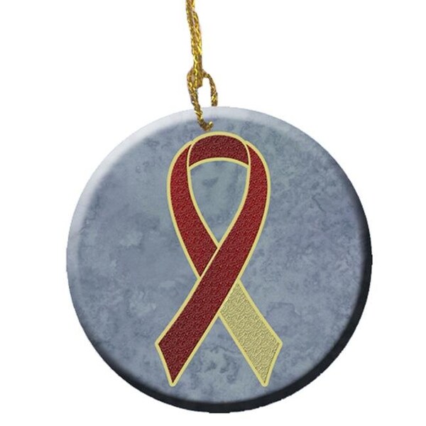 Carolines Treasures Carolines Treasures AN1218CO1 Burgundy and Ivory Ribbon for Head and Neck Cancer Awareness Ceramic Ornament; 2.81 Dia - AN1218CO1