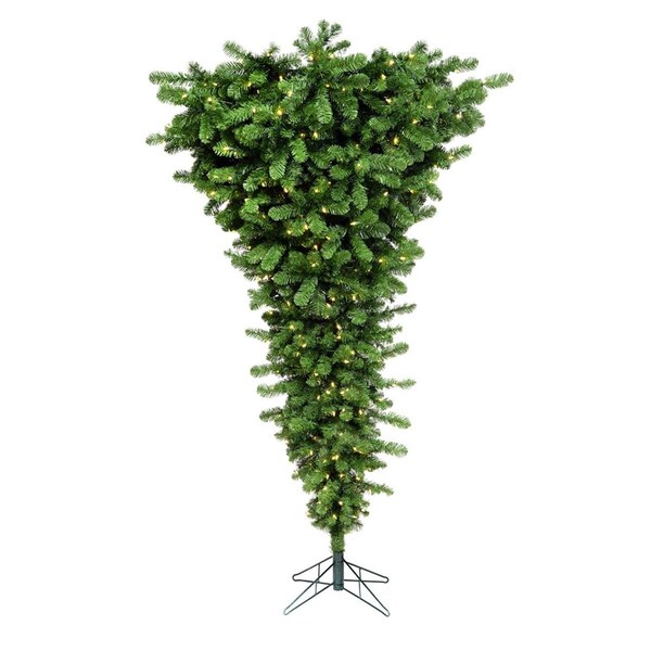 Vickerman 7.5 ft. x 60 in. Green Upside Down Artificial Christmas Tree with 500 Warm White LED Light - A107476LED