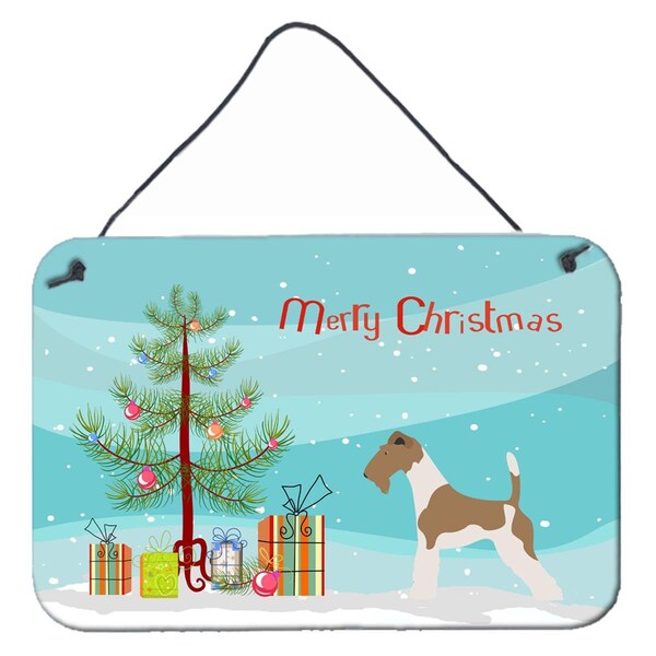 Carolines Treasures Wire Fox Terrier Christmas Wall or Door Hanging Prints - BB8446DS812