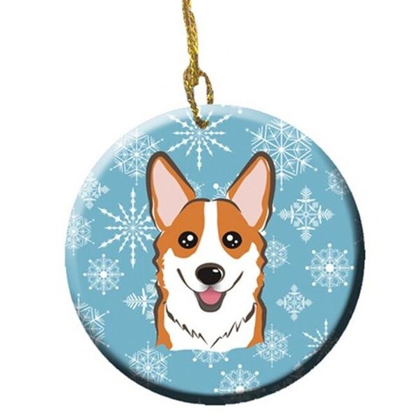 Carolines Treasures Carolines Treasures BB1688CO1 Snowflake Red Corgi Ceramic Ornament - BB1688CO1
