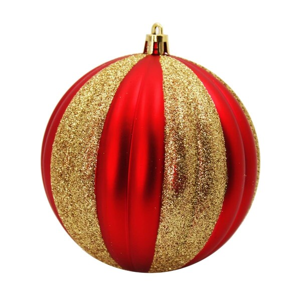 Queens Of Christmas Ball Ornaments Red & Gold, 12PK - ORNPK-STRPB-TRAD-12
