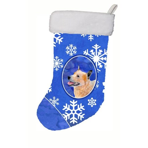 Carolines Treasures Carolines Treasures LH9272-CS 11 x 18 in. Australian Cattle Dog Winter Snowflakes Snowflakes Holiday Christmas Stocking - LH9272-CS