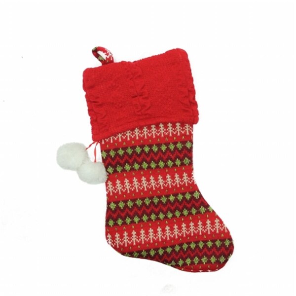 Northlight Seasonal Red and Green Sweater Knit Decorative Christmas Stocking - 31754043