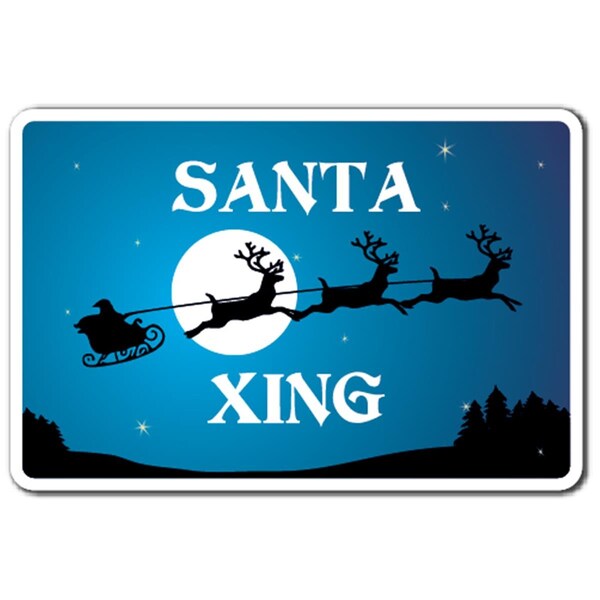 Amistad 8 x 12 in. Santa Xing Decal - Christmas Holiday Season Santa Reindeer Presents - AM3880477