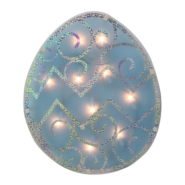 Go-Go 12 in. Lighted Blue Easter Egg Window Silhouette Decoration - GO1763755
