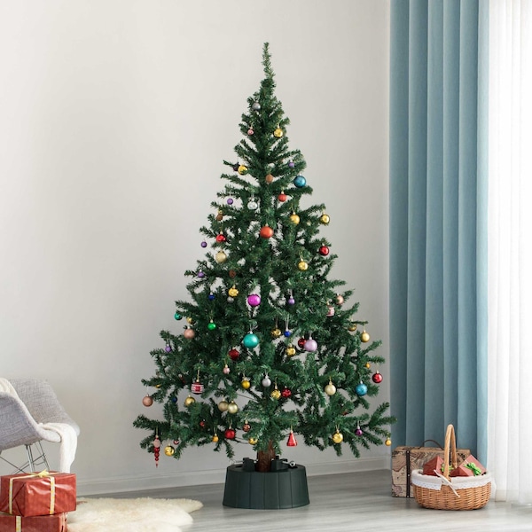 Gardenised Green Plastic Christmas Tree Stand With Screw Fastener - QI003953