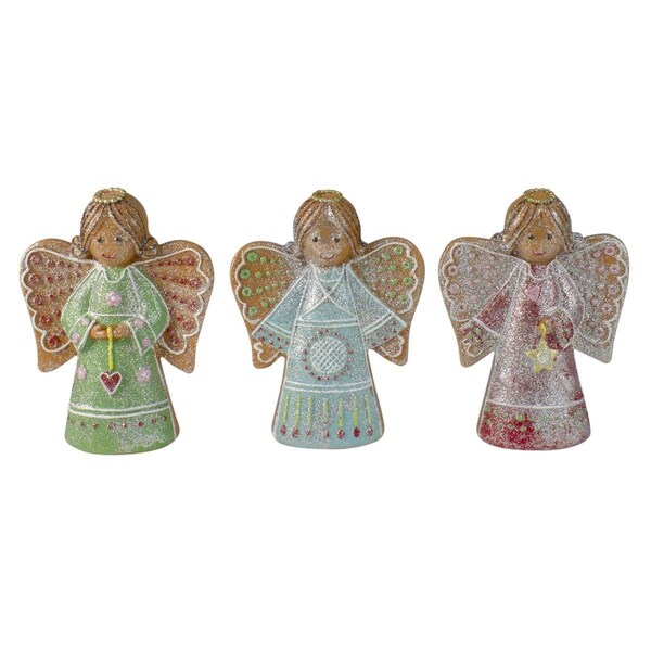 Go-Go 8 in. Glitter Dusted Gingerbread Holy Family Christmas Decoration - GO1800270