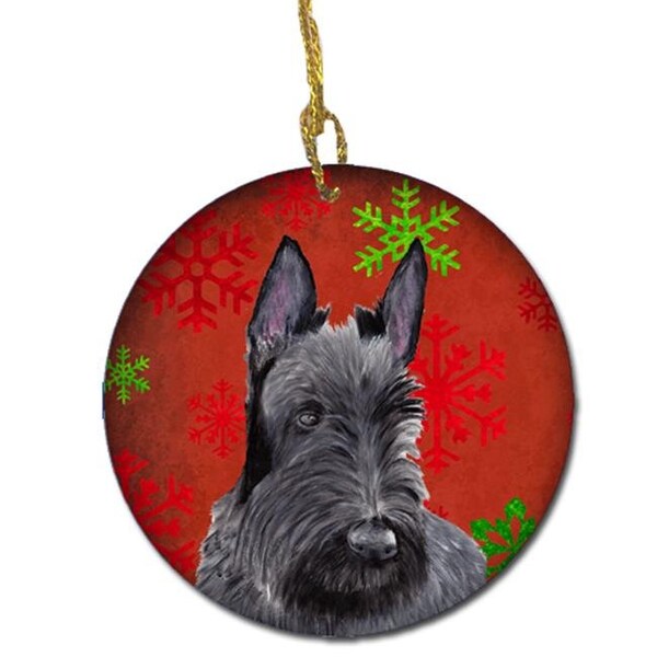 Carolines Treasures Carolines Treasures SC9426-CO1 Scottish Terrier Red Snowflakes Holiday Christmas Ceramic Ornament - SC9426-CO1