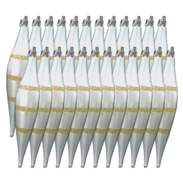 Queens Of Christmas Finial Ornament with Line Silver & Gold, 24PK - ORN-FIN-24PK-LN-SVG
