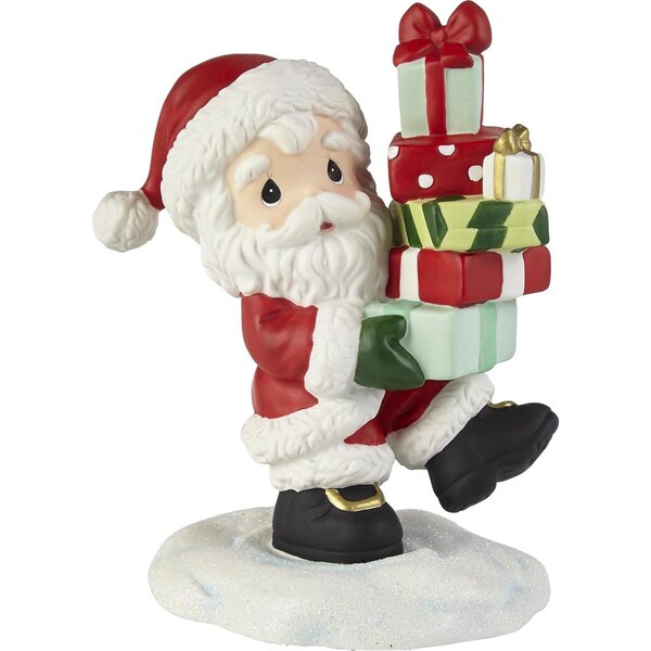 Precious Moments 5.5 in. Loaded Up with Christmas Cheer Annual Santa Figurine - 221011