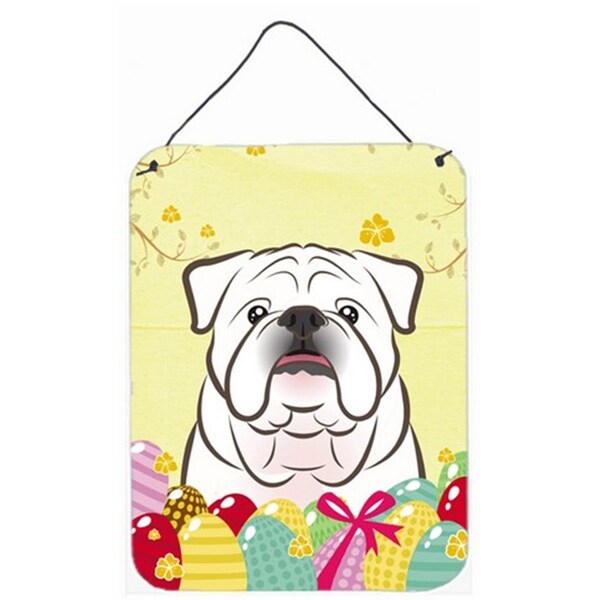 Carolines Treasures White English Bulldog Easter Egg Hunt Wall or Door Hanging Prints - BB1902DS1216