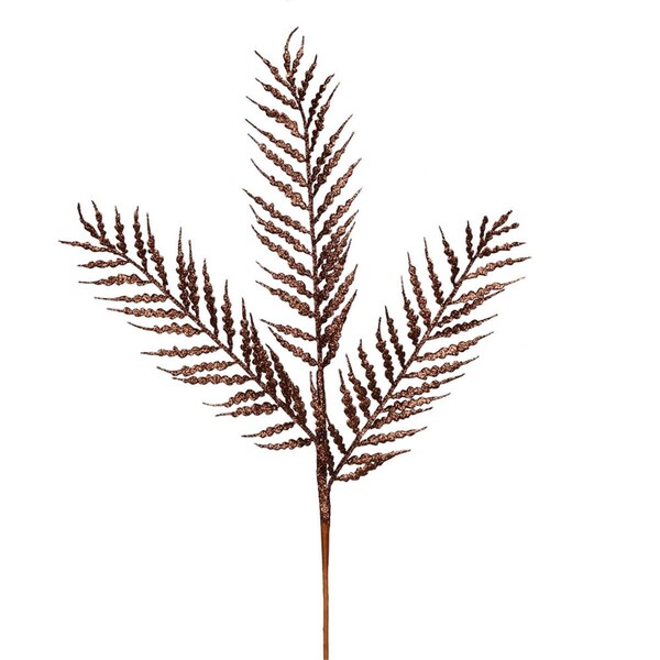 Vickerman 21 in. Chocolate Glitter Feather Fern Spray, 12PK - L193015