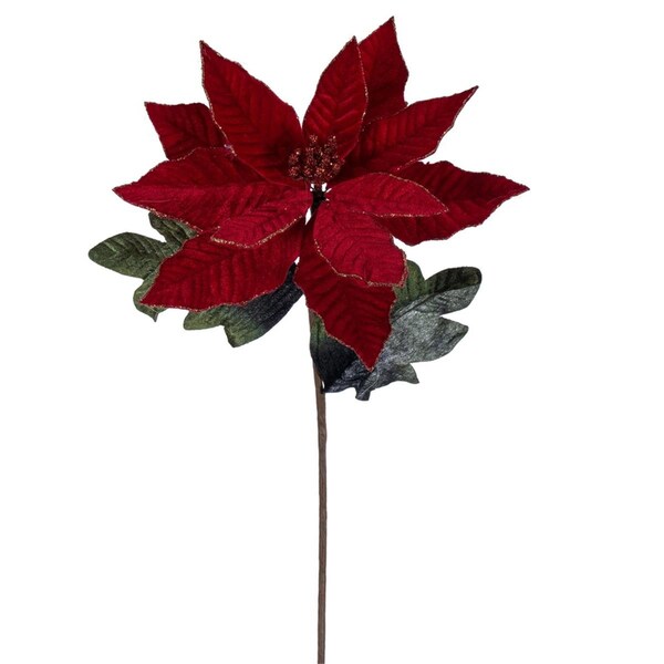 Vickerman 22 in. Merry Red Velvet Poinsettia Stem, 3PK - L225403