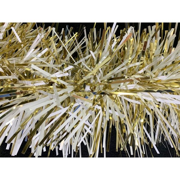 Queens Of Christmas 6 in. PVC & Mylar Sections Garland, White & Gold - 20 ft. - HP-GAR-WHGO-06