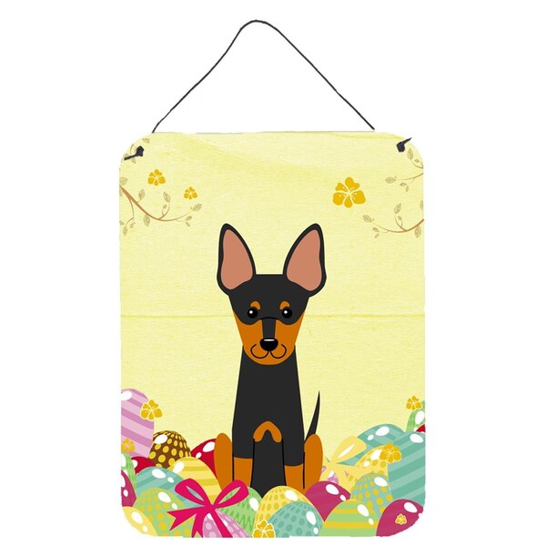 Carolines Treasures Easter Eggs English Toy Terrier Wall or Door Hanging Prints - BB6109DS1216